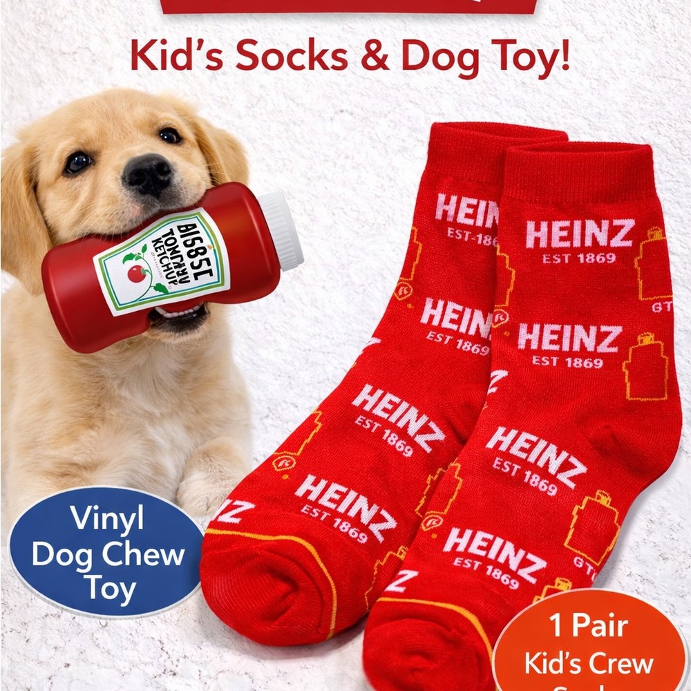 Heinz Red Kid's Socks and Dog Toy Set